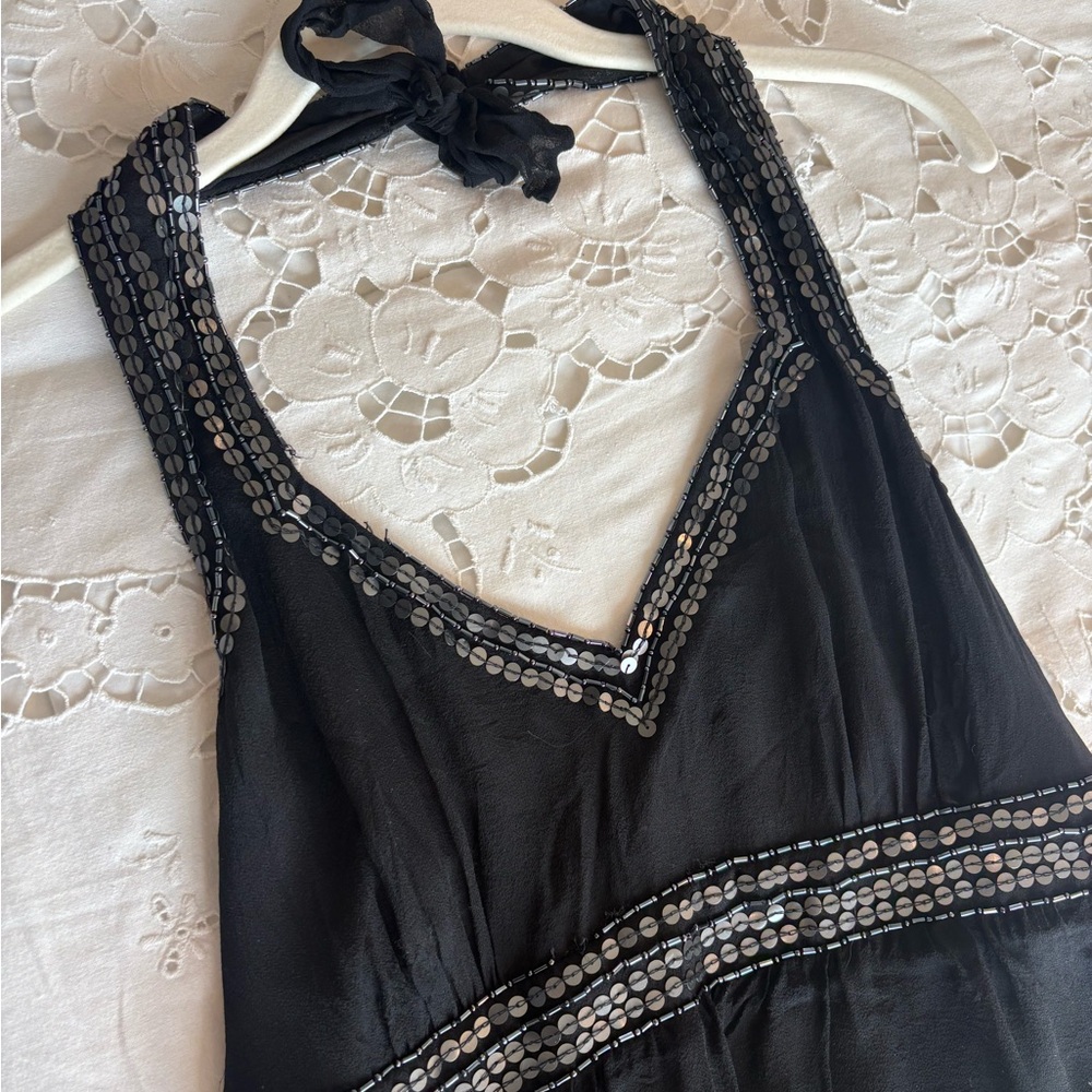 Beaded Sequin Black Mini Dress